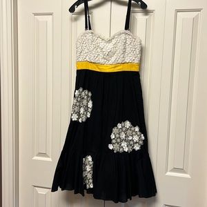 Anthropologie dress- cotton tiered, empire waist. Straps detach.